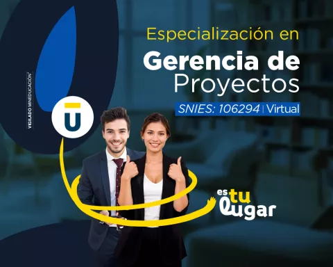 Profesionales desarrollando competencias en la Especialización en Gerencia de Proyectos, con enfoque en planificación, ejecución, control y cierre de proyectos organizacionales