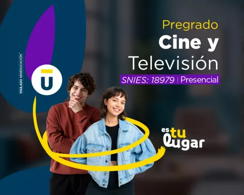 Estudiantes del pregrado Cine y Televisión Unitec durante una práctica audiovisual